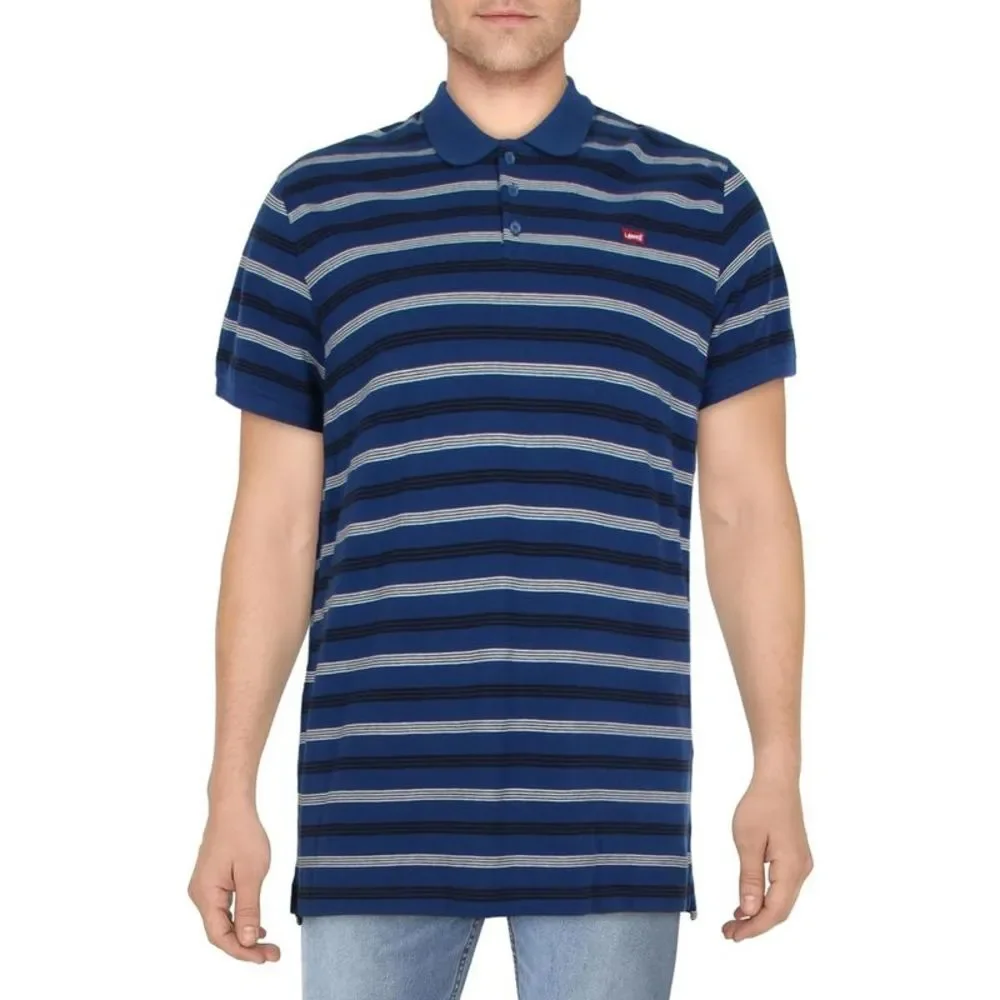 Levi's Mens Blue Striped Side Slit Shirt Polo NWT
